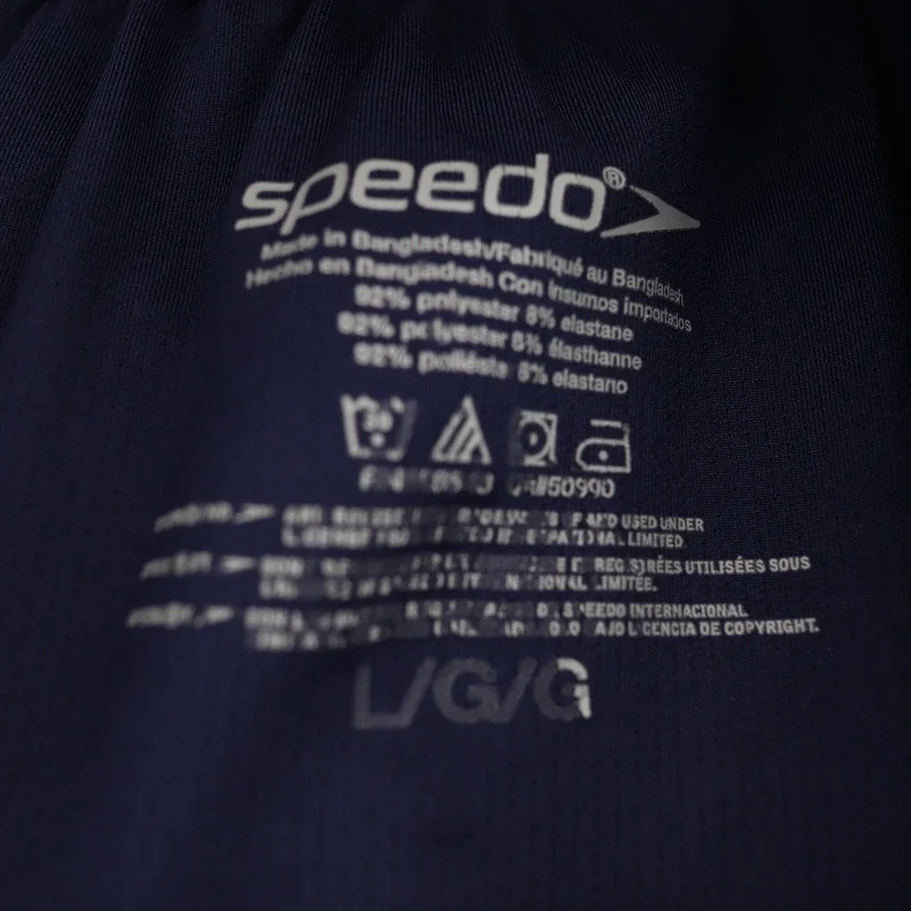 Speedo Mens Blue Green Wavy Swim Trunks Compression Liner Large 7778205